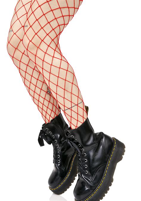 red fishnets plus size